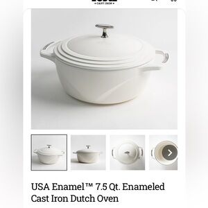 New Lodge USA Enamel 7.5-Qt. Cast Iron Dutch Oven in Cloud White
